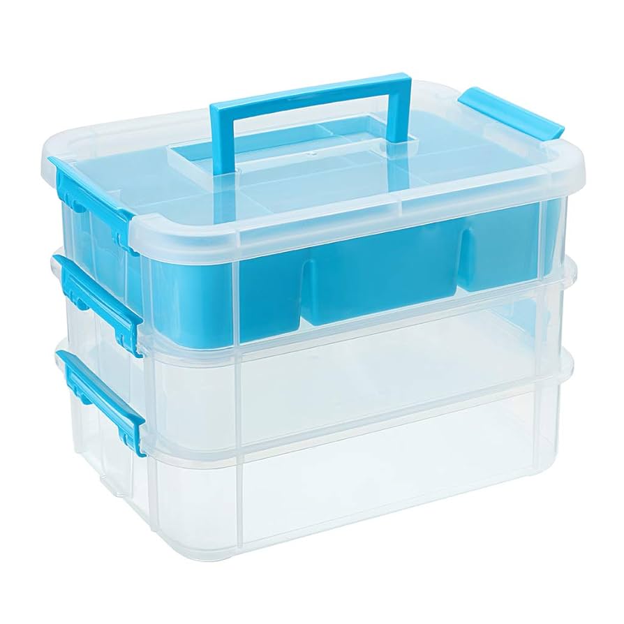 Amazon.com - JUXYES 3-Tiers Stack Carry Storage Box With